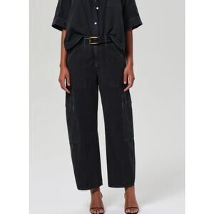 Citizens of Humanity Marcelle Cargo Jeans In Washed Black Size 25 #2078-1193